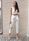 Commando Faux Leather Crop Top - White-Hand In Pocket
