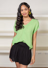 Michael Stars Draya Gauzy V Neck Tee-Hand In Pocket