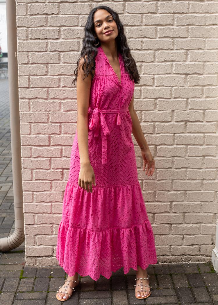 Allison Estelle Crochet Maxi Dress- Pink-***FINAL SALE***-Hand In Pocket