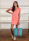 Bobi Short Sleeve V Neck Center Seam T-shirt Dress - Cocktail-***FINAL SALE***-Hand In Pocket
