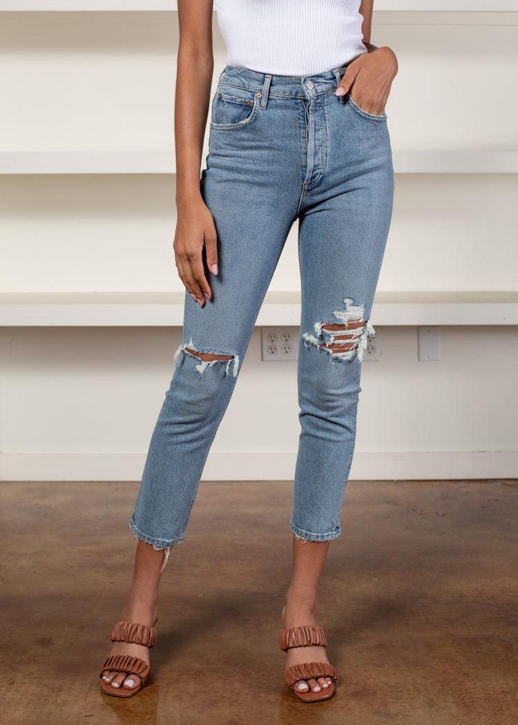 Agolde Riley High Rise Crop Straight Fit Leg - Whiplash-***FINAL SALE***-Hand In Pocket