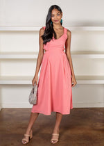 Adelyn Rae Rina Ruched Strap Cut Out Midi Dress-***FINAL SALE***-Hand In Pocket