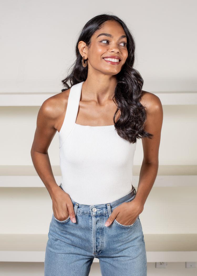 525 America Strappy Square Neck Tank- Chalk-***FINAL SALE***-Hand In Pocket