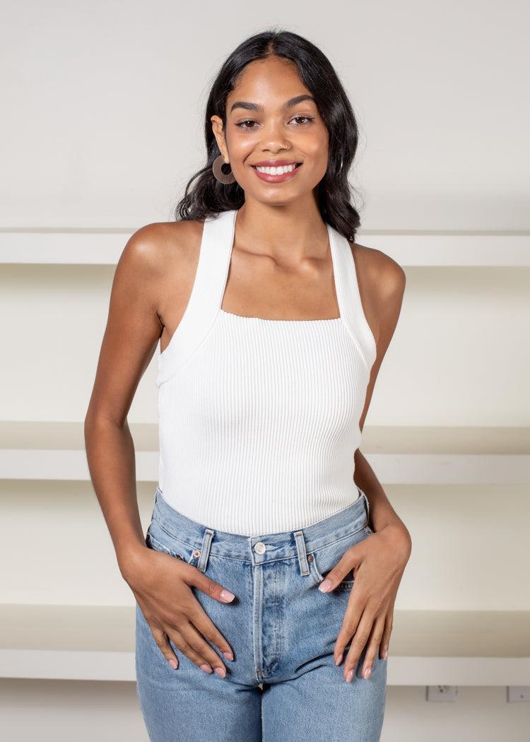 525 America Strappy Square Neck Tank- Chalk-***FINAL SALE***-Hand In Pocket