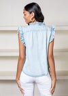 Elan ABC Ruffle Sleeve Top-Hand In Pocket