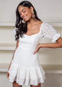 ASTR the Label Roseville Pointelle Puff Sleeve Mini Dress-***FINAL SALE***-Hand In Pocket