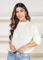 Knititude Clara Open Knit Pullover - Cloud Dancer-Hand In Pocket