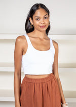 Alba Essential Knit Crop Tank Top - White ***FINAL SALE***-Hand In Pocket