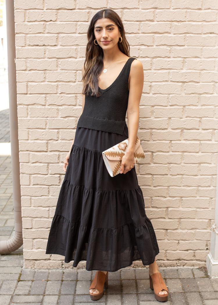 Redondo Knit Combo Maxi Dress-Hand In Pocket