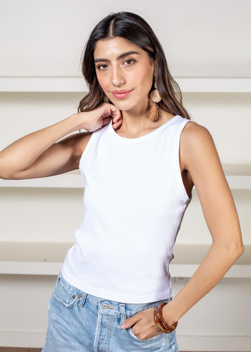 Michael Stars Kendall Boatneck Tank-White ***FINAL SALE***-Hand In Pocket