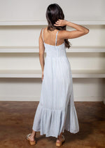 Kingston Striped Tiered Maxi Dress- Blue-Hand In Pocket