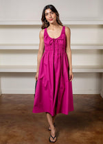 Celia Poplin Midi Dress- Fuschia***FINAL SALE***-Hand In Pocket