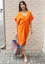 Lamoine Twist Dress- Orange-Hand In Pocket