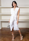 Eber Ruched Strong Shoulder Dress-Hand In Pocket