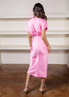 Abaco Short Sleeve Ruched Tie Waist Dress - Water Pink-***FINAL SALE***-Hand In Pocket