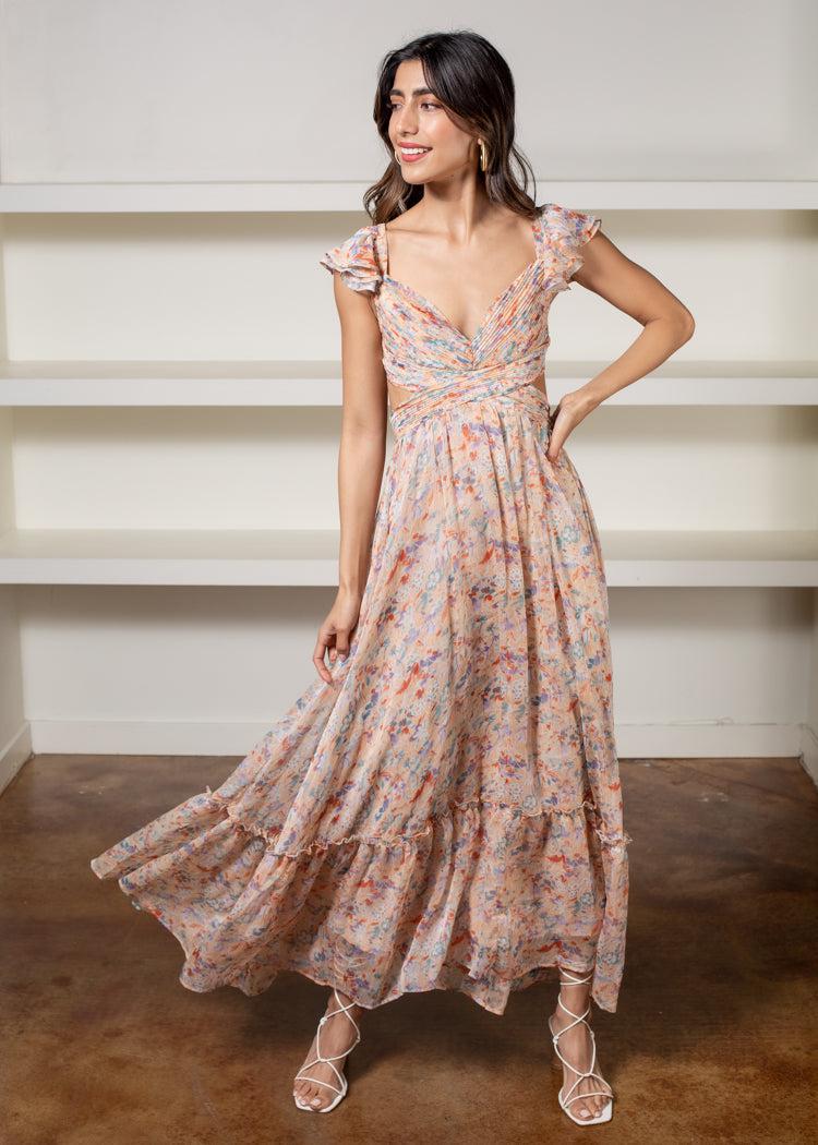 Astr The Label Primrose Floral Maxi Dress-Hand In Pocket