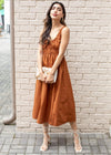 Celia Poplin Midi Dress- Rust-***FINAL S-Hand In Pocket