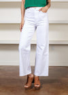 Joes Jeans Mia High Rise Wide Leg Ankle- White-Hand In Pocket