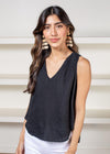 Velvet Heart Gritti Linen Tank- Black-Hand In Pocket