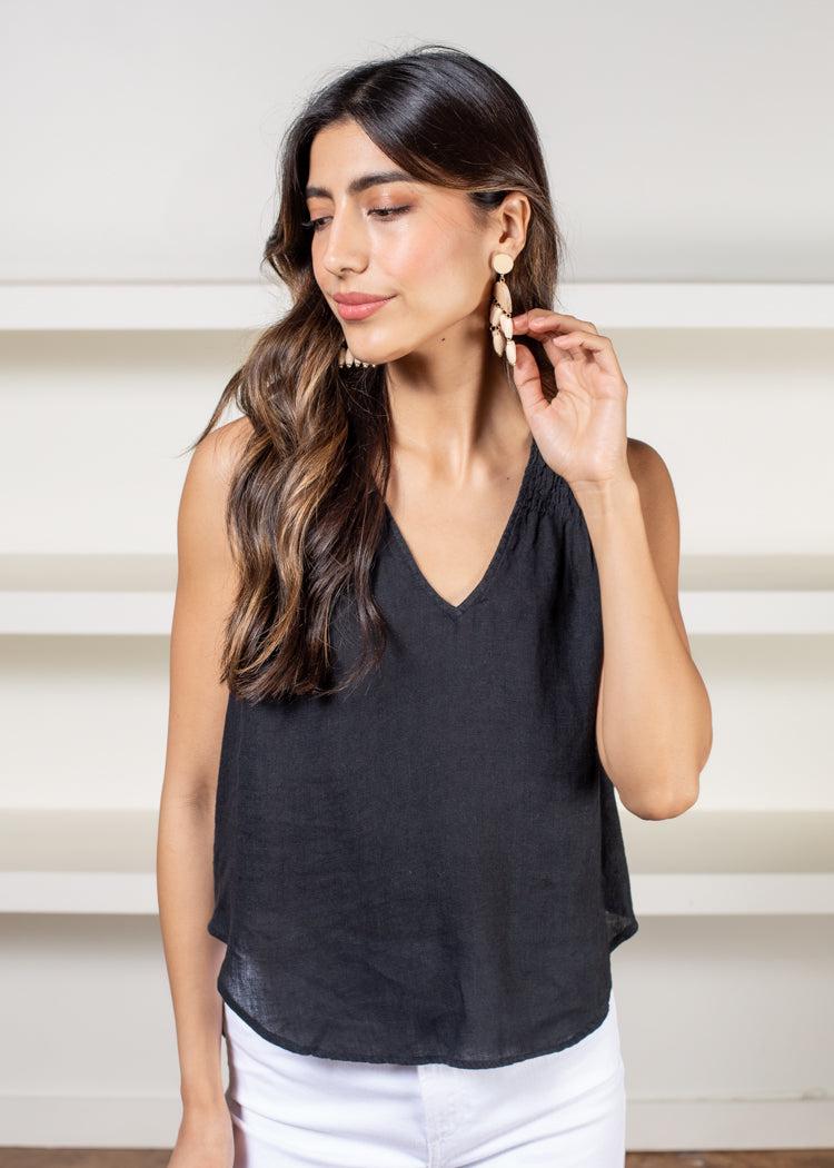 Velvet Heart Gritti Linen Tank- Black-Hand In Pocket