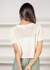 THML Lila Short Sleeve Open Weave Pull Over Sweater-Hand In Pocket