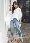 Campo Oversized Hi/Lo Button Down Shirt-White-Hand In Pocket
