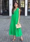 Stark X Cotton Layered Tiered Dress - Bright Green-Hand In Pocket