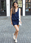 Bobi Shirred Tank Dress- Navy-***FINAL SALE***-Hand In Pocket