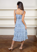Pamela Tiered Floral Tie Shoulder Midi Dress-Hand In Pocket