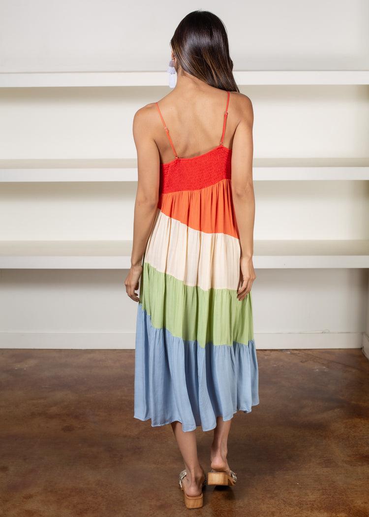 Positano Colorblock Dress-Hand In Pocket