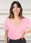 Bobi Double V-Neck Tee- Pink Sand-***FINAL SALE***-Hand In Pocket