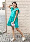 Kalmar Flutter Sleeve Mini Dress-Hand In Pocket