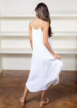 Bobi Spaghetti Strap Handkerchief Maxi Dress- White-***FINAL SALE***-Hand In Pocket