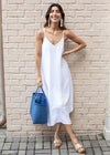 Bobi Spaghetti Strap Handkerchief Maxi Dress- White-***FINAL SALE***-Hand In Pocket