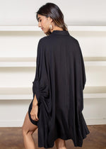 Campo Oversized Hi/Lo Button Down Shirt- Black-Hand In Pocket