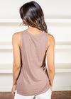 Bobi Split Hem Tank- Java ***FINAL SALE***-Hand In Pocket