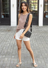 Bobi Split Hem Tank- Java ***FINAL SALE***-Hand In Pocket