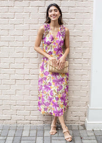 Adelyn Rae Taylor Ruffle-Shoulder Chiffon Maxi Dress-***FINAL SALE***-Hand In Pocket