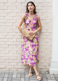 Adelyn Rae Taylor Ruffle-Shoulder Chiffon Maxi Dress-***FINAL SALE***-Hand In Pocket