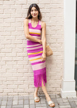 Adelyn Rae Anne Striped Fringe Dress ***FINAL SALE***-Hand In Pocket