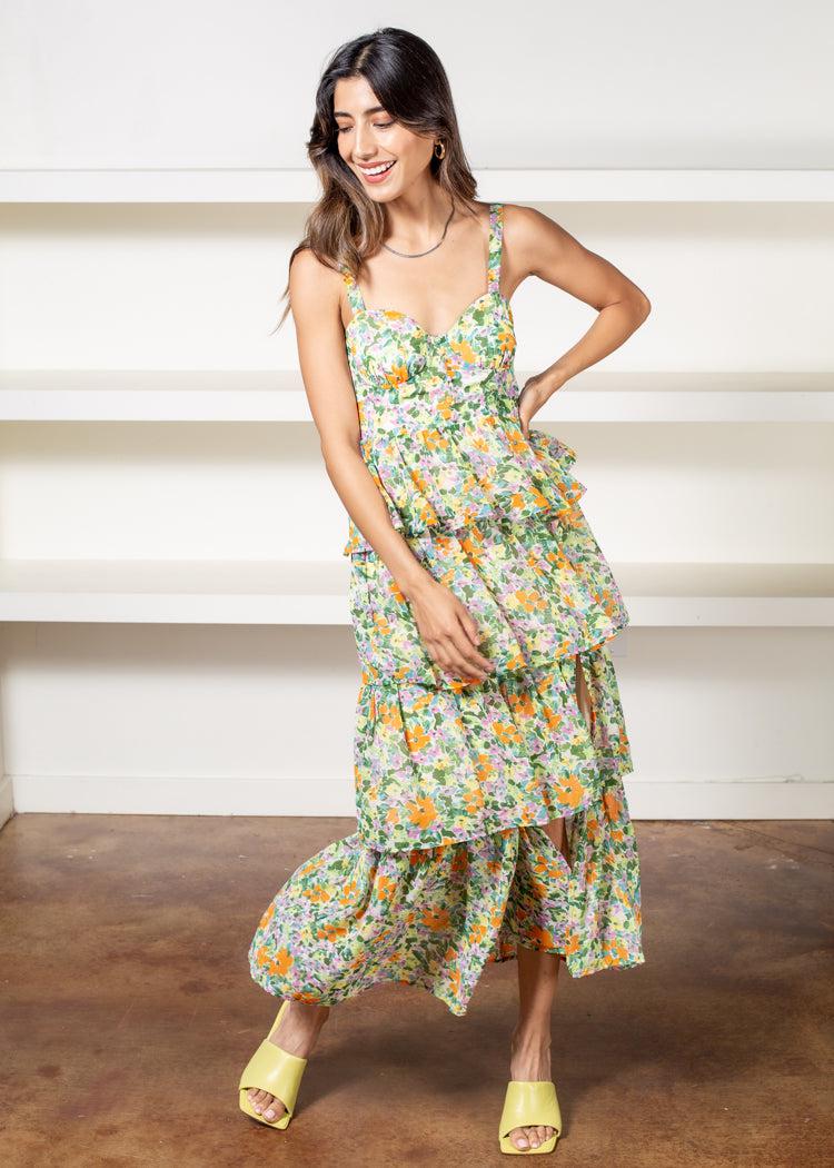Astr The Label Midsummer Floral Tiered Midi Dress-Hand In Pocket