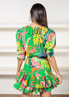 Karlie Tropical V-Neck Ruffle Ruffle Dress-***FINAL SALE***-Hand In Pocket