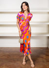 Rachel Multi Color V Neck Dress-Hand In Pocket