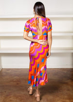 Rachel Multi Color V Neck Dress-Hand In Pocket