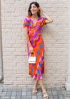 Rachel Multi Color V Neck Dress-Hand In Pocket