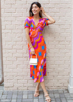 Rachel Multi Color V Neck Dress-Hand In Pocket