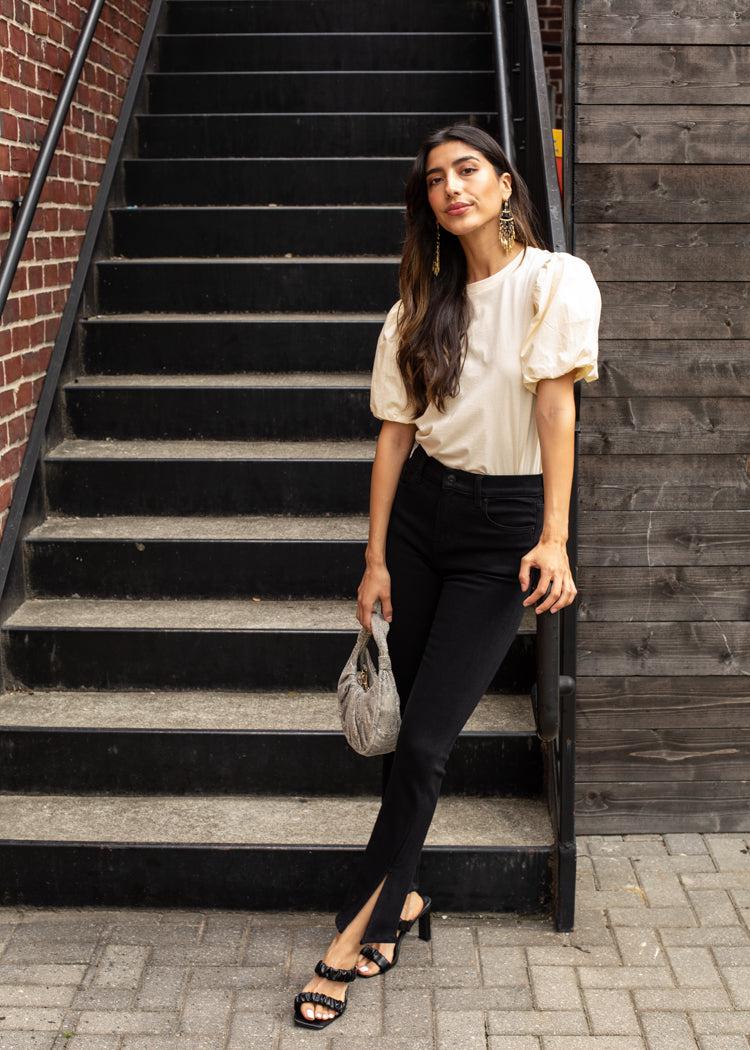 Pistola Teagan High Rise Vented Straight - Dark Vinyl ***FINAL SALE***-Hand In Pocket