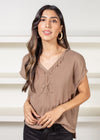 Michael Stars Draya V - Neck Top - Safari ***FINAL SALE***-Hand In Pocket