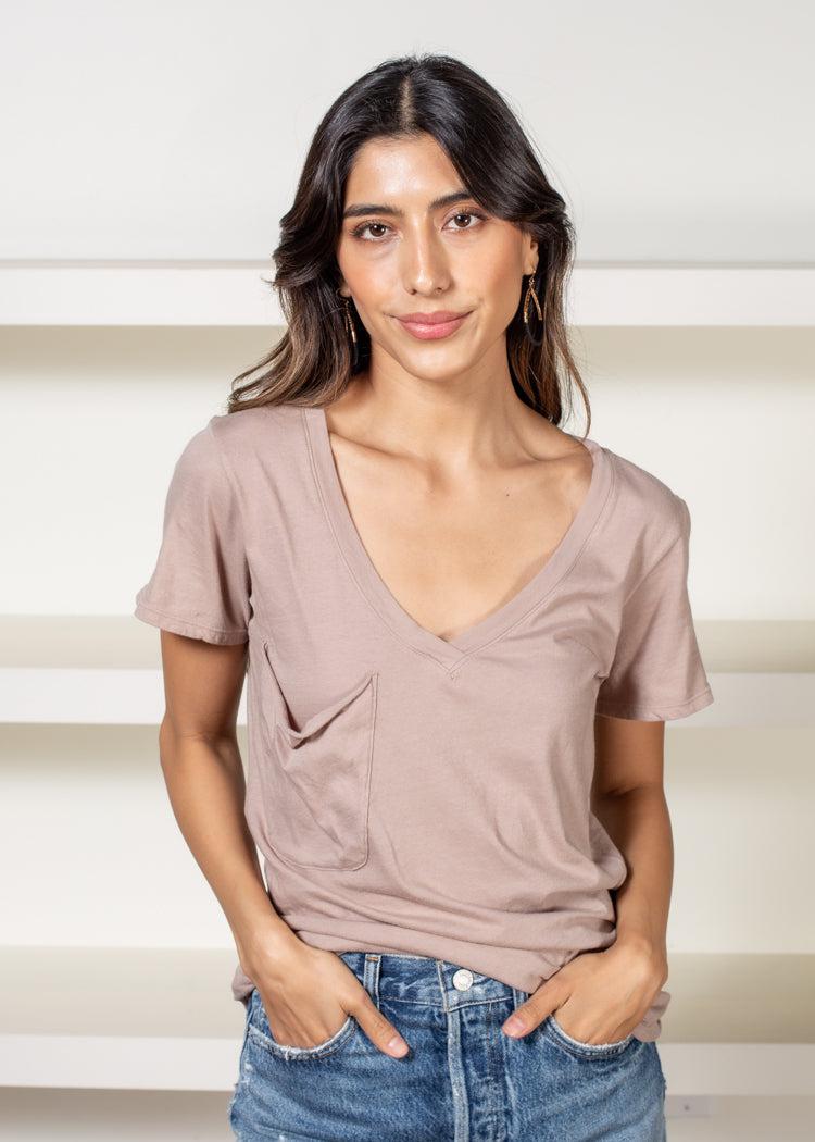 Bobi Basic Boyfriend Tee - Taupe ***FINAL SALE***-Hand In Pocket
