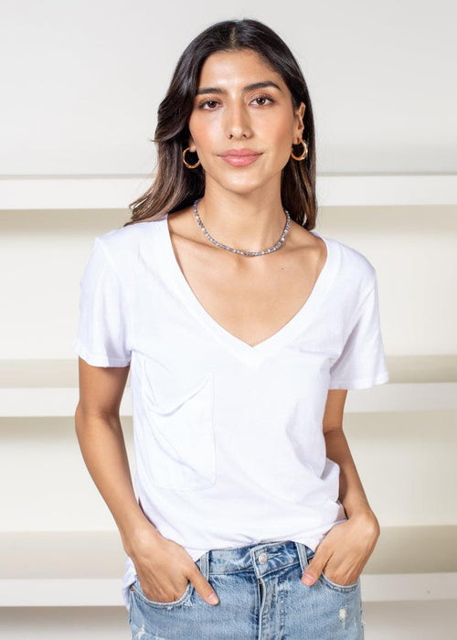 Bobi Basic Boyfriend Tee - White-Hand In Pocket